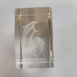 eKnallen 3D Gravyr Kristallblock - Delfiner