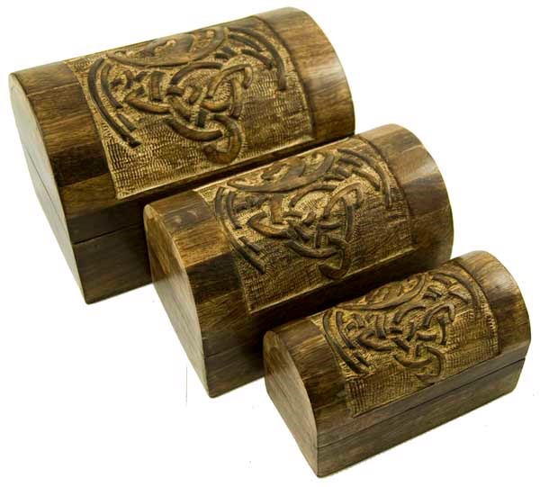 Cleo Box Chest Celtic Carved Nested Set Of 3