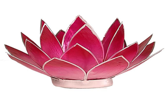 Regnbågsvävar Lotusblomma för värmeljus, rosa, med silverkant